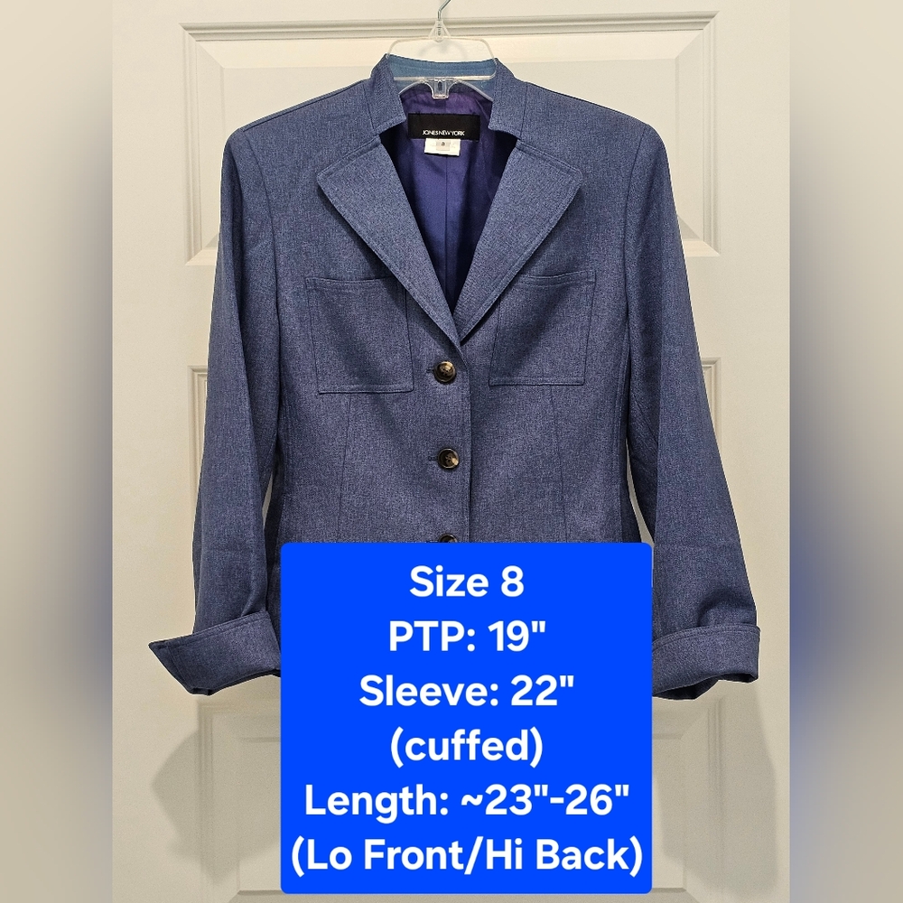 Jones New York 3-Button Blazer w/pockets, EUC, Size 8